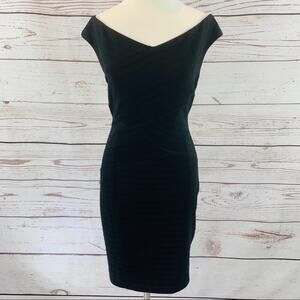 Guess black sheath ribbed off shoulder cocktail